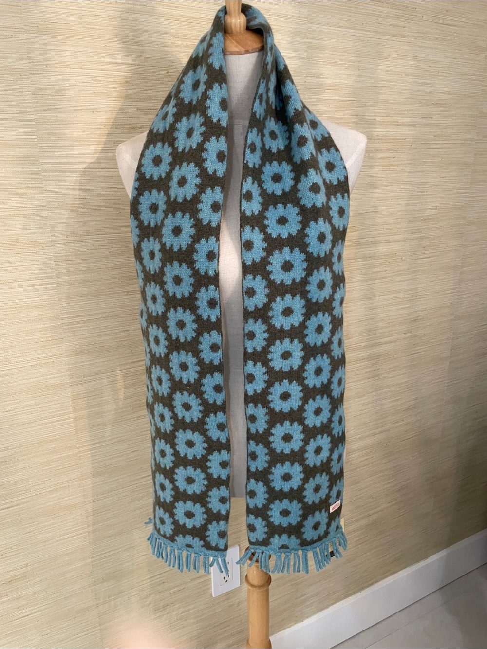 Echo Blue Floral Jacquard Fringe Scarf